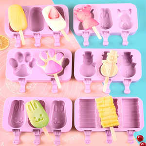 Molde de silicona de grado alimenticio con diseños de muñeco de nieve de dibujos animados, elipse y conejo, ecológico, reutilizable, apto para lavavajillas, para helado y paletas DIY - Product Image 4