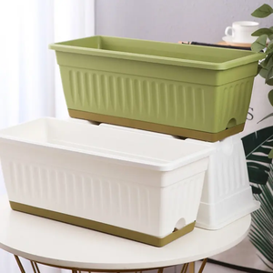 Jardinières de balcon de haute qualité avec plateaux, grands pots carrés <span class=keywords><strong>en</strong></span> plastique pour <span class=keywords><strong>fleurs</strong></span> et légumes d'extérieur - Product Image 3