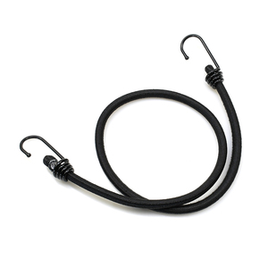 Sangle élastique ronde noire de haute qualité de 8 mm pour bagages, cordon élastique avec crochets métalliques revêtus d'époxy - Product Image 2