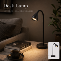 Lampe de bureau LED flexible à col de cygne, 3,5 W, 3 températures de couleur, commande tactile, lampe de chevet moderne pour la lecture