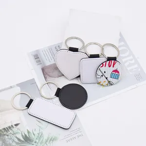 Atacado PU Sublimação Coração Keychain Em Branco Logotipo Personalizado Único Lado Impressão Sublimação Couro Chaveiros