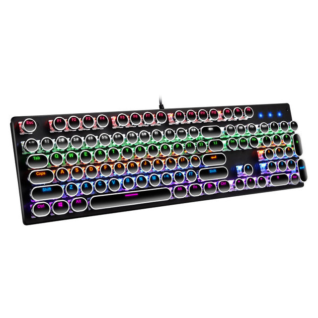 Guangdong Oem Vintage Tablet Pc Computer Ergonomic Gamer Usb Wired Laser Rgb Led Retro Gaming Mechanical Keyboard for Laptop