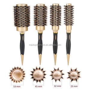 Cerdas de jabalí naturales de alta resistencia al calor de fábrica personalizada y dientes de nailon Nano Tecnología Cerámica + cepillo secador de pelo térmico iónico - Product Image 4