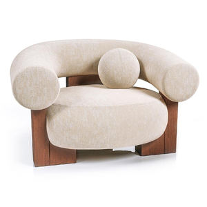 Sofá de tela curvo de estilo nórdico con estructura de madera maciza para espacios pequeños en la sala de estar. - Product Image 6