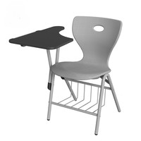 Chaise d'écriture moderne en plastique pour salle de classe avec coussin, design coloré pour usage scolaire