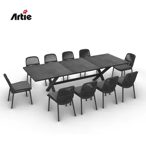 Set tavolo da pranzo da esterno in alluminio estensibile per tavolo e sedia da esterno commerciale per ristorante dell'hotel
