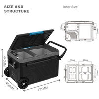 Réfrigérateur portable 40L à double alimentation (12V DC/AC) avec petit congélateur pour camping et pêche en plein air