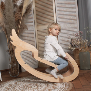 Jouets cheval à bascule en contreplaqué pour enfants, cheval en bois <span class=keywords><strong>Montessori</strong></span> enfants aire de jeu en bois Animal cheval <span class=keywords><strong>chaise</strong></span> - Product Image 2