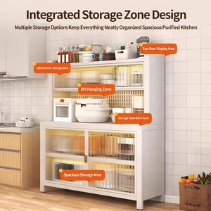 Modern Durable Multi-layer Metal <strong>Kitchen</strong> <strong>Sideboard</strong> <strong>Cabinet</strong> with Floor to Ceiling Storage Multifunction Shelf - Product Image 3