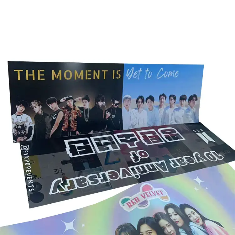 Full Color Atacado Impressão Personalizada Coreano Publicidade Impressão Papel Kpop Cheering Hand Hold Slogan Banner para Gift Collection