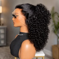 Perruque sans colle à dentelle transparente HD, bouclée afro, 100% cheveux humains, densité 200%, 20 pouces, pré-épilée, installation rapide