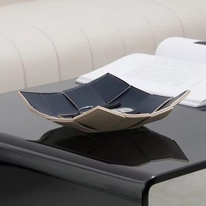 Cảm giác tiên tiến dệt da khay hiên khay Chìa Khóa Máy tính để bàn điều khiển từ xa Son môi mỹ phẩm lưu trữ hộp bền màu xanh + sữa trắng - Product Image 3