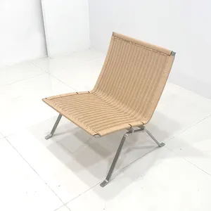 wholesale French plastic rattan chair /steel frame lounge chair