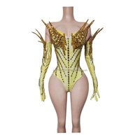 Jinyi Technology Ensemble de manches orné de strass pour performance sexy, style industriel, avec fente haute, pour groupe de filles, bar et DJ