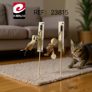 MNJ Cat Toy Round Feather Stick 12Pcs For Playtime Fun - Product Image 2