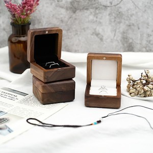 Wedding <b>Ring</b> <b>Box</b> Square Black Walnut Wood Engraved Always & Forever Jewelry Storage <b>Box</b> 61x61x38mm Elegant Design - Product Image 2