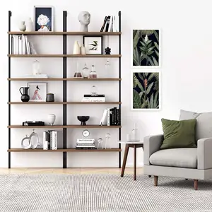 Industrial Style Black Multi-Functional Display Racks Book shelves for book Wooden Board Metal Bookshelf