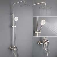 304 acier inoxydable 8 pouces mural pluie bain douche robinet qualité brossé conception Simple salle de bain ensemble