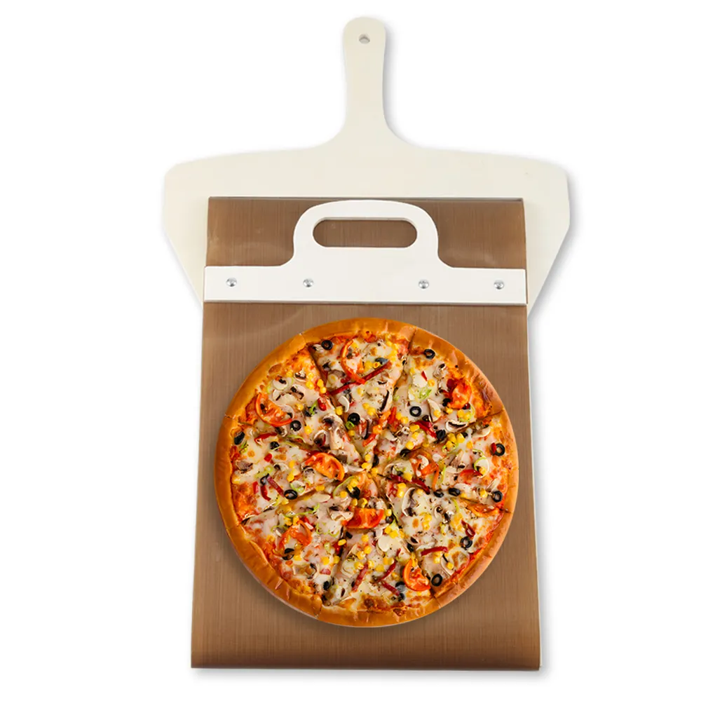 Venda quente de placa deslizante para transferência de casca de pizza, placa deslizante para transferência de casca de pizza, bandeja deslizante para pizza