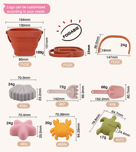 Ensemble de jouets de <span class=keywords><strong>plage</strong></span> en <span class=keywords><strong>silicone</strong></span> pliable sans BPA pour bébés, enfants et tout-petits, nouveau seau de <span class=keywords><strong>plage</strong></span> 2024 - Product Image 2