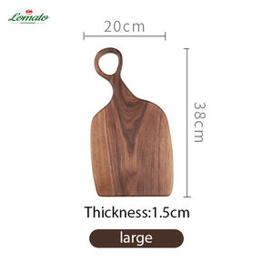 Pouf en bois d'acacia noyer noir avec poignées en métal planches de service en bois pour café nourriture petit déjeuner dîner blocs à découper - Product Image 3