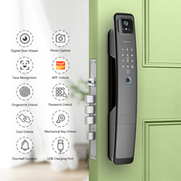 Tuya Wifi 3D reconnaissance faciale serrure de porte intelligente avec caméra empreinte digitale mot de passe biométrique entièrement automatique serrure magnétique de porte