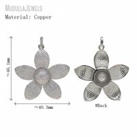PM61892 Collier de luxe à breloques DIY en forme de grande fleur, serti de zircone cubique étincelante, accessoires de bijouterie pour femmes, vente en gros