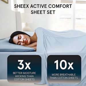 Juego de Sábanas Tamaño Queen, Refrescantes, Absorbentes de Humedad, Antiarrugas, Incluye Sábana Plana, Sábana Ajustable y Fundas de Almohada, Color Azul Cielo - Product Image 1