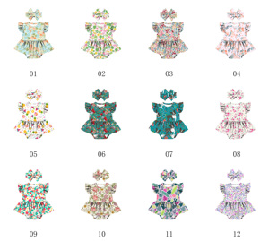 LT-469-YXW Al por mayor Pelele de verano con volantes y estampado floral para bebé, Pelele de seda para bebé con volantes, Fabricado en Yiwu - Product Image 5