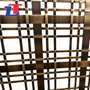 Supply Sample Stainless Steel Brass Metal Gold Color Decorative Crimped Woven Wire Mesh For Curtains Cabinet Doors