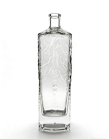 Bouteille en verre gaufré de luxe 500/700/750 ml pour gin artisanal haut de gamme, liqueur vieillie, brandy vieilli en chêne, bourbon whisky