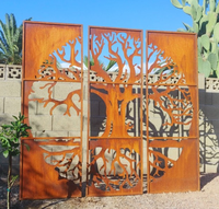 Mampara Decorativa de Acero Corten con Diseño de Árbol de la Vida para Exteriores