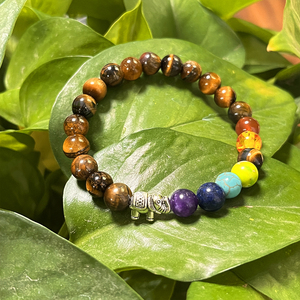 <span class=keywords><strong>Bracelet</strong></span> à perles <span class=keywords><strong>7</strong></span> <span class=keywords><strong>chakras</strong></span> avec œil <span class=keywords><strong>de</strong></span> <span class=keywords><strong>tigre</strong></span>, améthyste et pierres multicolores, <span class=keywords><strong>bracelet</strong></span> chakra avec pendentif éléphant - Product Image 5