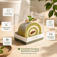 Conteneur alimentaire jetable personnalisé en PET transparent, anti-buée, pliable, pour emballage de gâteaux tranchés, pâtisseries et conservation des aliments