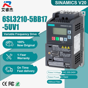 อินเวอร์เตอร์ SINAMICS V20 Compact VFD ของแท้จากซีเมนส์ รุ่น 6SL3210-5BB17-5UV1 กำลังไฟ 0.75 กิโลวัตต์ เฟสเดียว 200-240 โวลต์ ระบบควบคุมความถี่ - Product Image 1