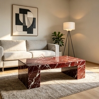 Table basse en marbre Rosso Levanto de design italien, table basse moderne en marbre poli, table centrale, décoration de salon