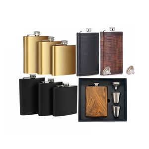 스테인레스 스틸 힙 플라스크 위스키 매트 블랙 골드 구리 8 온스 승화 가죽 라운드 힙 플라스크 Speyburn 로얄 경례 - Product Image 1