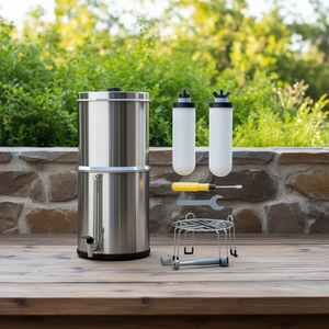 Système de filtration d'eau extérieur en acier inoxydable Vevor 2.25G à alimentation par gravité avec 2 filtres pour le camping et les voyages - Product Image 2