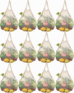 Portatile in cotone riutilizzabile maglia Tote Bag manico in rete lavabile organizzatore di generi alimentari per frutta e verdura Shopping per i mercati - Product Image 1