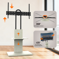 Soporte de TV para Piso Khcoohoo para Exteriores con Base de Acero y Madera y Estante de Almacenamiento para TV de 30-70 Pulgadas, VESA Máximo 600x400