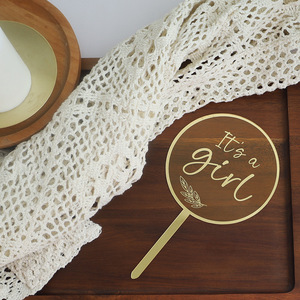 ท็อปเปอร์เค้กอะคริลิคสำหรับงานเลี้ยงฉลองทารกแรกเกิด ลายฮันนี่แอนด์สวีทเนส  "It's A Boy Girl"  "โอ้ เบบี้" ของตกแต่งสำหรับโต๊ะของหวานในงานปาร์ตี้ - Product Image 5