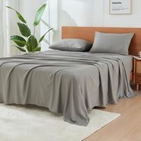 Ensemble de draps 4 pièces 10"-16" avec sangles d'angle non élastiques en fibre de bambou ultra doux, qualité hôtelière, respirant, haute qualité