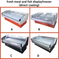 Réfrigérateur de présentation ouvert pour supermarché, service libre, volailles, poisson, viande fraîche, charcuterie