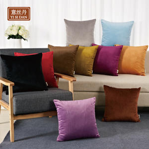 Coussins décoratifs carrés en velours Yisidan, couleur unie, en peluche, pour canapé-lit, housse amovible, décoration intérieure - Product Image 1
