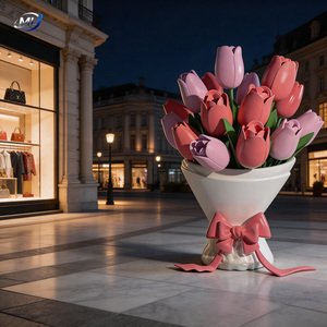 Escultura de Rosa de Fibra de Vidrio, Adorno Duradero para Exteriores, Centros Comerciales y Jardines, con Acabado Pintado en Colores Vivos, Modelo ML-FRPS-029 - Product Image 5