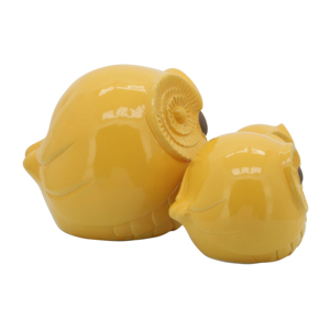 Set di Sculture in Ceramica a Forma di Gufo Giallo per Decorazione Casa, Ufficio, Bagno, Soggiorno, Scaffale, Tavolino da Caffè - Product Image 2