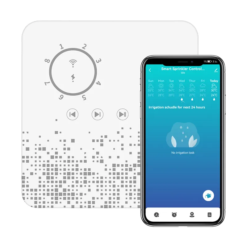 ตัวควบคุมสปริงเกอร์ WiFi 8โซน,ควบคุมด้วยเสียงพร้อมกัน Alexa ควบคุมระบบชลประทานอัจฉริยะรดน้ำระยะไกลเวลาอากาศ