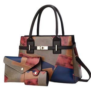 PLAYMAX PM004 Large Capacity Vintage National Style PU Waterproof Zipper Mother-and-Son Tote <b>Bag</b> 3-Piece Set Fashion Portable - Product Image 5