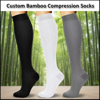 Chaussettes de compression quotidiennes personnalisées pour femmes, hauteur genou, avec bordure en bambou, pour le printemps, la grossesse et les infirmières