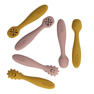 Eco-Friendly Soft-Tip Silicone Spoon <b>Set</b>, Printed Feeding Utensils for Baby-Led <b>Weaning</b> and First-Stage Training - Product Image 1